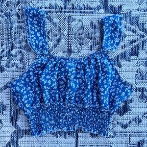 Light Blue Floral Crop Top